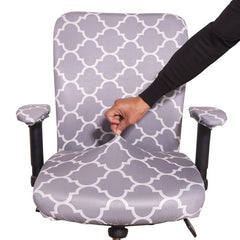 ELEGANTA Stretchable Office Chair Covers with Arm Rest Covers | Removable | Washable | Grey Diamond