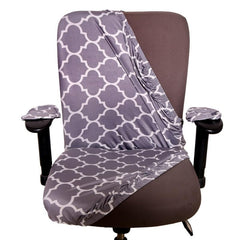 ELEGANTA Stretchable Office Chair Covers with Arm Rest Covers | Removable | Washable | Grey Diamond