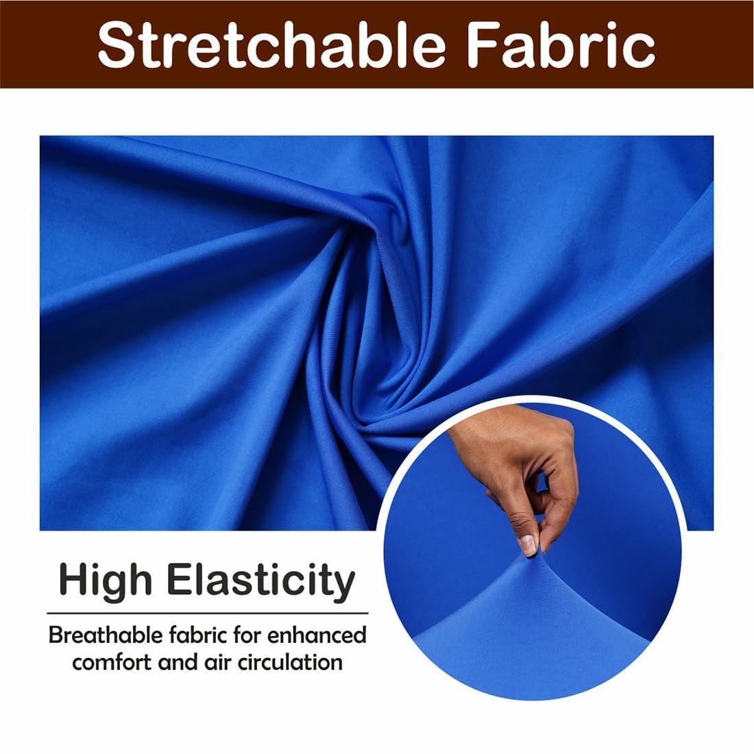 ELEGANTA Stretchable Office Chair Cover Set with Headrest & Armrest Covers | Soft & Washable Office Computer Desk Chair Slipcover | Royal Blue