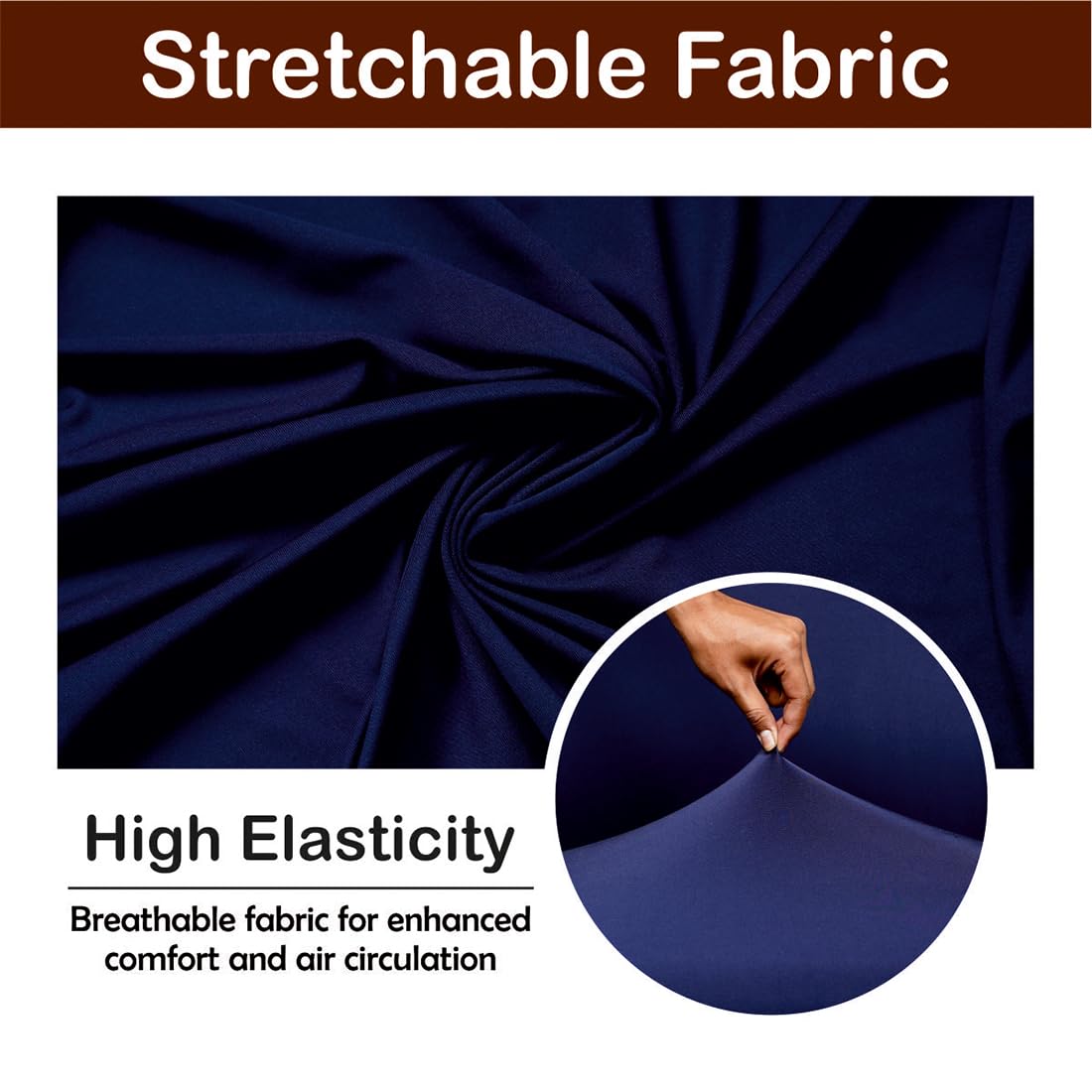 ELEGANTA Stretchable Office Chair Covers with Arm Rest Covers | Removable | Washable | Navy Blue