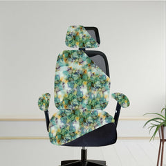 ELEGANTA Stretchable Office Chair Cover Set with Headrest & Armrest Covers | Soft & Washable Office Computer Desk Chair Slipcover | Marble Green
