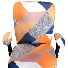 ELEGANTA Stretchable Office Chair Covers with Arm Rest Covers | Removable | Washable | Multi Prism