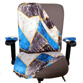 ELEGANTA Stretchable Office Chair Covers with Arm Rest Covers | Removable | Washable | White & Teal Marble