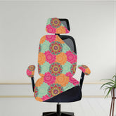 ELEGANTA Stretchable Office Chair Cover Set with Headrest & Armrest Covers | Soft & Washable Office Computer Desk Chair Slipcover | Multi Mandala
