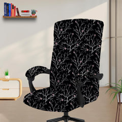 ELEGANTA Executive Office Chair Cover with Armrest Covers - 180 GSM Stretchable & Washable Anti-Slip Chair cover for Big and high backrest office Chair | Branch Black