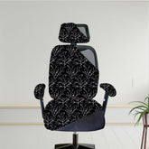ELEGANTA Stretchable Office Chair Cover Set with Headrest & Armrest Covers | Soft & Washable Office Computer Desk Chair Slipcover | Branch Black