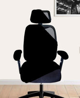 ELEGANTA Stretchable Office Chair Cover Set with Headrest & Armrest Covers | Soft & Washable Office Computer Desk Chair Slipcover | Solid Black