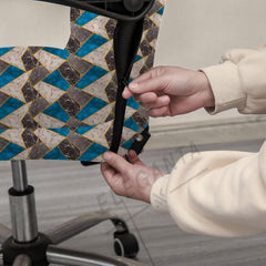 ELEGANTA Executive Office Chair Cover with Armrest Covers - 180 GSM Stretchable & Washable Anti-Slip Chair cover for Big and high backrest office Chair | Teal Marble