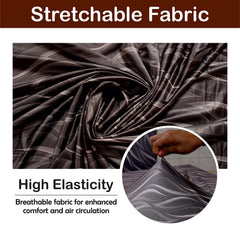 ELEGANTA Stretchable Office Chair Cover Set with Headrest & Armrest Covers | Soft & Washable Office Computer Desk Chair Slipcover | Brown Leaf