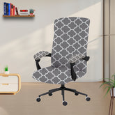 ELEGANTA Executive Office Chair Cover with Armrest Covers - 180 GSM Stretchable & Washable Anti-Slip Chair cover for Big and high backrest office Chair | Grey Diamond