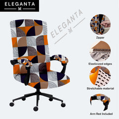 ELEGANTA Executive Office Chair Cover with Armrest Covers - 180 GSM Stretchable & Washable Anti-Slip Chair cover for Big and high backrest office Chair | Multicolor