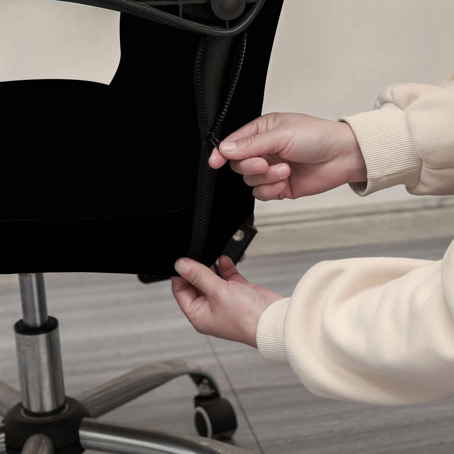 ELEGANTA Stretchable Boss Office Chair Covers with Armrest Covers | Solid and Printed Slipcovers | Solid Black