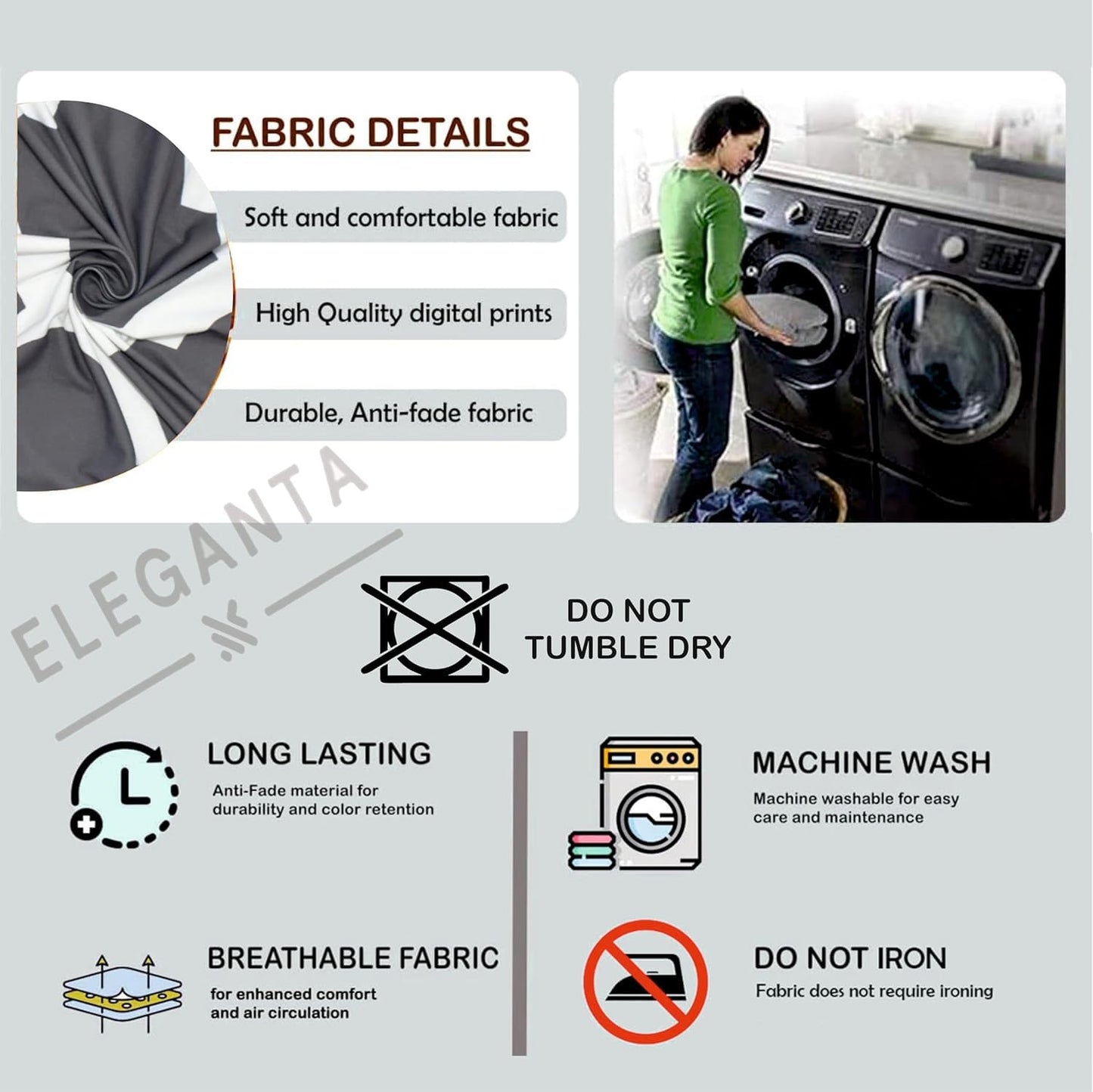 ELEGANTA Stretchable Office Chair Cover Set with Headrest & Armrest Covers | Soft & Washable Office Computer Desk Chair Slipcover | Pack of 1 (Grey Diamond)
