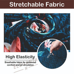 ELEGANTA Executive Office Chair Cover with Armrest Covers - 180 GSM Stretchable & Washable Anti-Slip Chair cover for Big and high backrest office Chair | Dark Blue Lotus