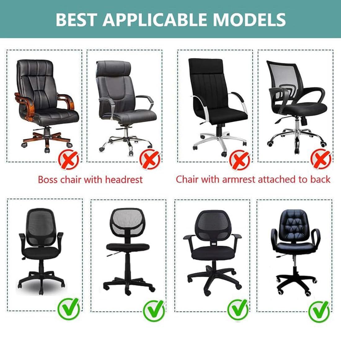 ELEGANTA Stretchable Office Chair Cover Set with Headrest & Armrest Covers | Soft & Washable Office Computer Desk Chair Slipcover | Pack of 1 (Grey Diamond)