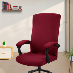 ELEGANTA Executive Office Chair Cover with Armrest Covers - 220 GSM Stretchable & Washable Anti-Slip Chair cover for Big and high backrest office Chair| Wine Color