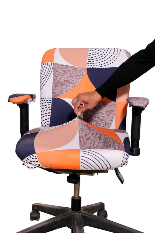 ELEGANTA Stretchable Office Chair Covers with Arm Rest Covers | Removable | Washable | New Multicolor