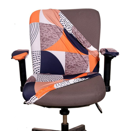 ELEGANTA Stretchable Office Chair Covers with Arm Rest Covers | Removable | Washable | New Multicolor
