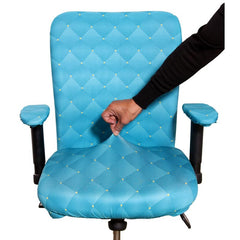 ELEGANTA Stretchable Office Chair Covers with Arm Rest Covers | Removable | Washable | Green Polka