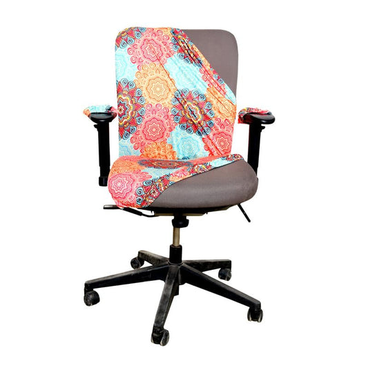 ELEGANTA Stretchable Office Chair Covers with Arm Rest Covers | Removable | Washable | Multi Mandala