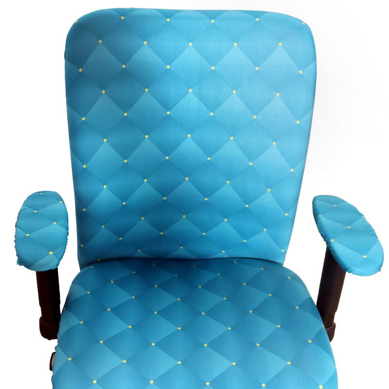 ELEGANTA Stretchable Office Chair Covers with Arm Rest Covers | Removable | Washable | Green Polka