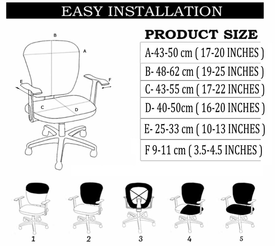 ELEGANTA Stretchable Office Chair Covers with Arm Rest Covers | Removable | Washable | Multi Mandala