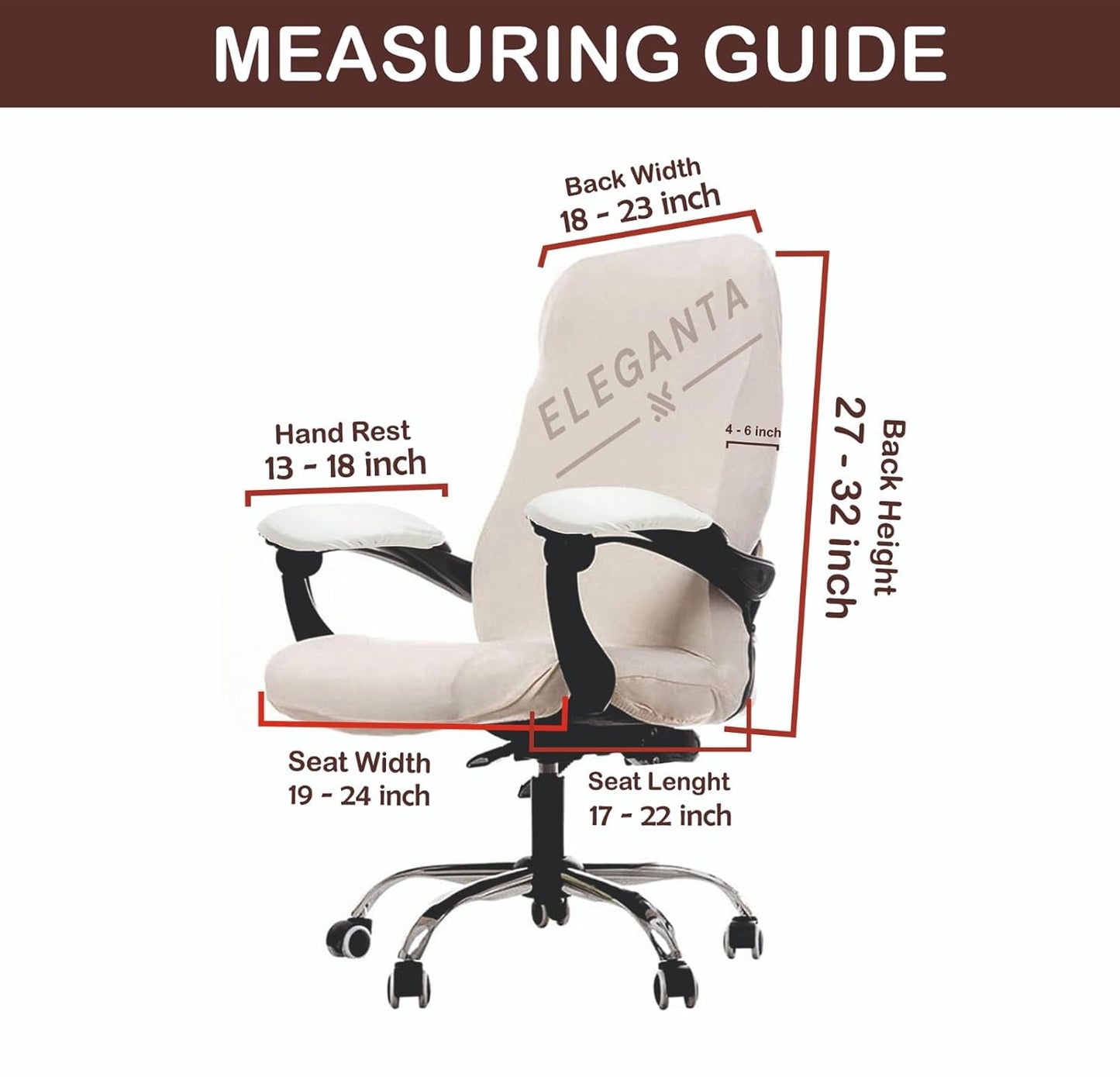 ELEGANTA Stretchable Boss Office Chair Covers with Armrest Covers | Solid and Printed Slipcovers | White & Teal Marble