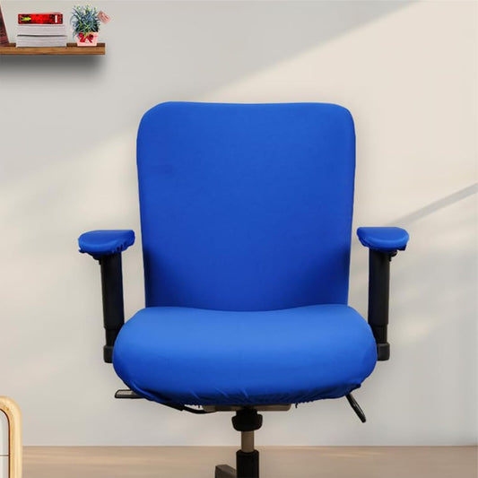 ELEGANTA Stretchable Office Chair Covers with Arm Rest Covers | Removable | Washable | Royal Blue