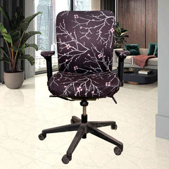 ELEGANTA Stretchable Office Chair Covers with Arm Rest Covers | Removable | Washable | Branch Black