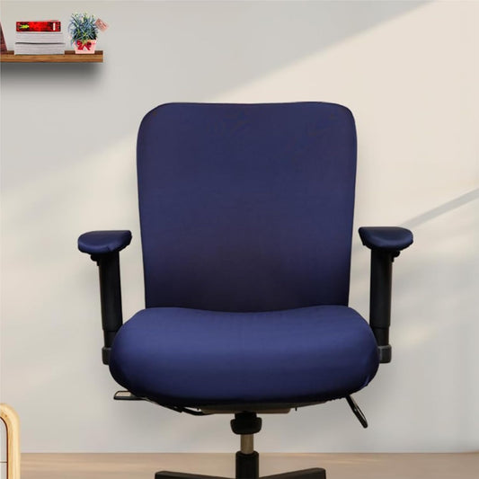 ELEGANTA Stretchable Office Chair Covers with Arm Rest Covers | Removable | Washable | Navy Blue