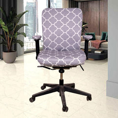 ELEGANTA Stretchable Office Chair Covers with Arm Rest Covers | Removable | Washable | Grey Diamond