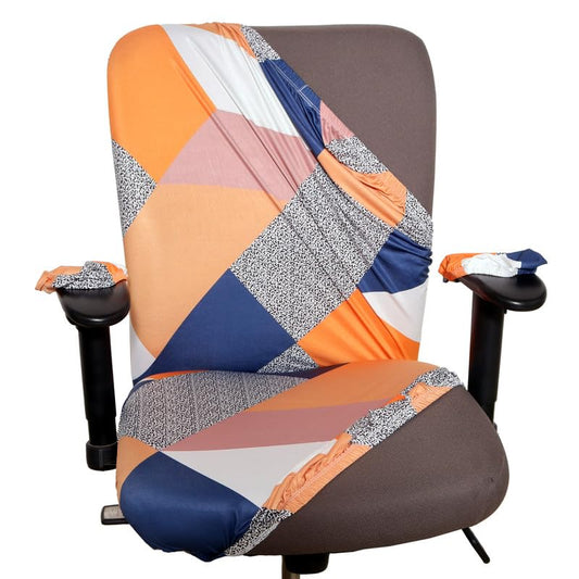 ELEGANTA Stretchable Office Chair Covers with Arm Rest Covers | Removable | Washable | Multi Prism