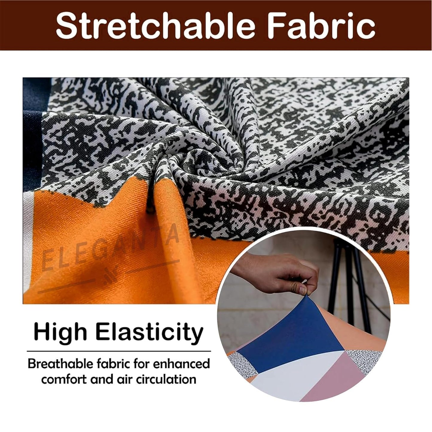 ELEGANTA Stretchable Office Chair Cover Set with Headrest & Armrest Covers | Soft & Washable Office Computer Desk Chair Slipcover | Multi Prism