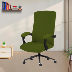 ELEGANTA Executive Office Chair Cover with Armrest Covers - 220 GSM Stretchable & Washable Anti-Slip Chair cover for Big and high backrest office Chair| Olive Green