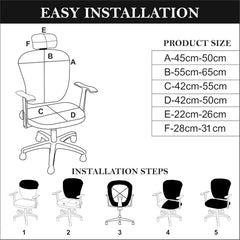 ELEGANTA Stretchable Office Chair Cover Set with Headrest & Armrest Covers | Soft & Washable Office Computer Desk Chair Slipcover | Multi Mandala