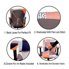 ELEGANTA Stretchable Office Chair Covers with Arm Rest Covers | Removable | Washable | New Multicolor