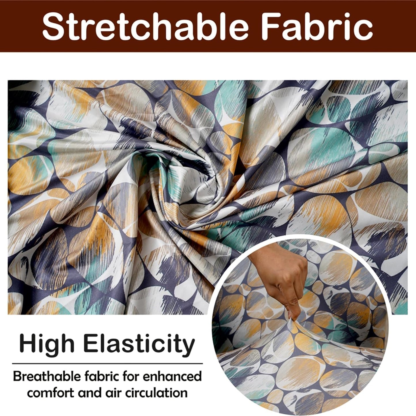 ELEGANTA Stretchable Office Chair Cover Set with Headrest & Armrest Covers | Soft & Washable Office Computer Desk Chair Slipcover | Classic Pebbles