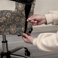 ELEGANTA Executive Office Chair Cover with Armrest Covers - 180 GSM Stretchable & Washable Anti-Slip Chair cover for Big and high backrest office Chair | Grey Flower