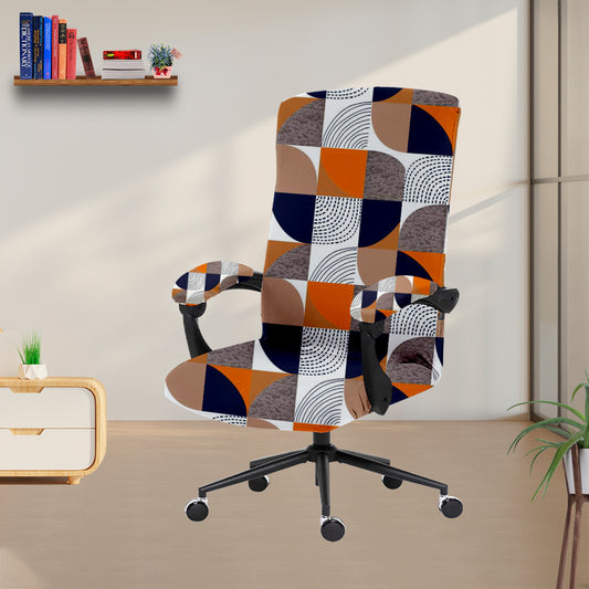ELEGANTA Stretchable Boss Office Chair Covers with Armrest Covers | Solid and Printed Slipcovers |  New Multicolour