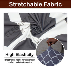 ELEGANTA Executive Office Chair Cover with Armrest Covers - 180 GSM Stretchable & Washable Anti-Slip Chair cover for Big and high backrest office Chair | Grey Diamond