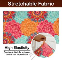 ELEGANTA Executive Office Chair Cover with Armrest Covers - 180 GSM Stretchable & Washable Anti-Slip Chair cover for Big and high backrest office Chair | Multi Mandala